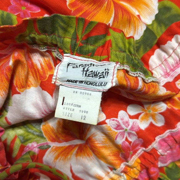 Vintage Paradise Hawaii Floral Red Sundress with Tie Waist - Picture 6 of 6